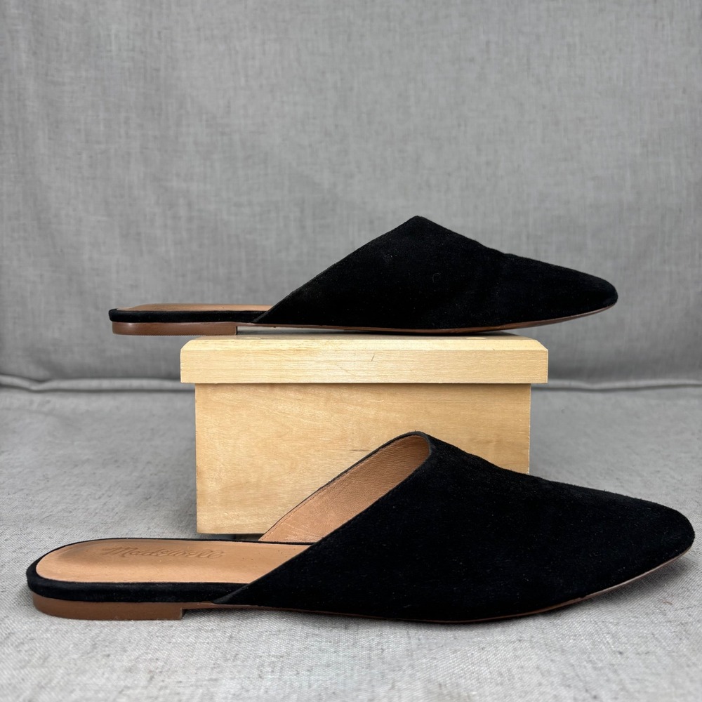 Madewell Remi Mule Black Suede Leather Pointed Toe Flat Slip On Shoe Women's 9.5 - Picture 2 of 9